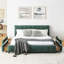 Grand lit tapissier, cadre de lit rembourré confortable, tissu chenille, avec tête de lit et cadre de lit solide. Avec tiroir pour le rangement - Vert (88,5 po x 68,5 po x 31 po)-2037802664-2037802669