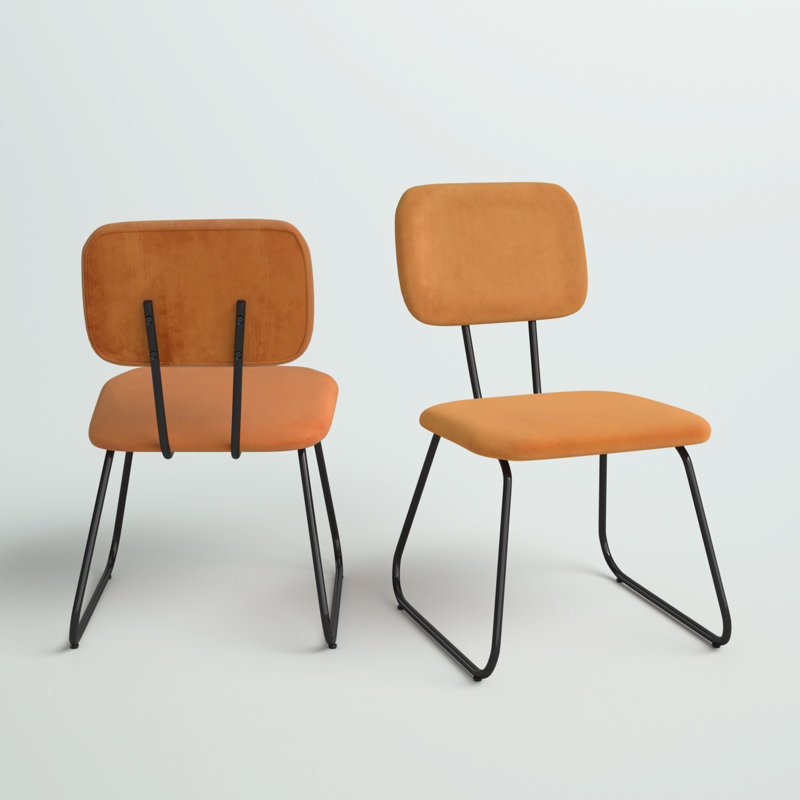 Fendley Velvet Side Chair, Orange Velvet