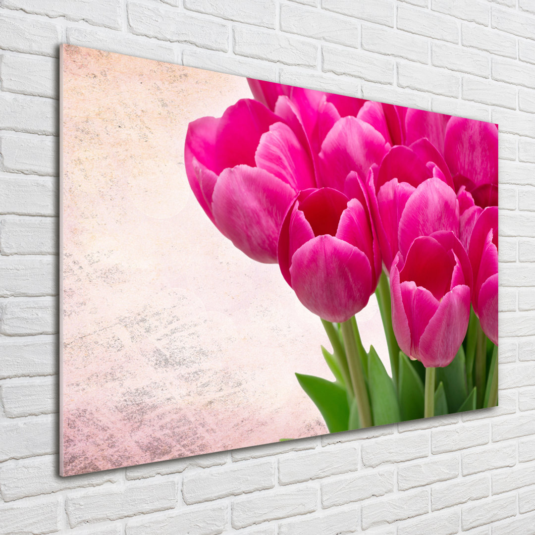 Glasbild Pink Tulips