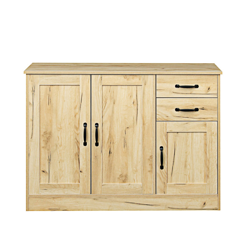 Buffet moderne en bois avec plusieurs options de rangement, Chêne