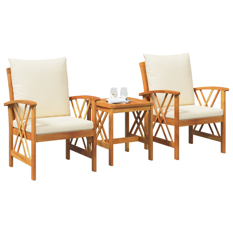 vidaXL Garden Sofa Set 3 pcs Oil Natural Solid Acacia Wood, Cream