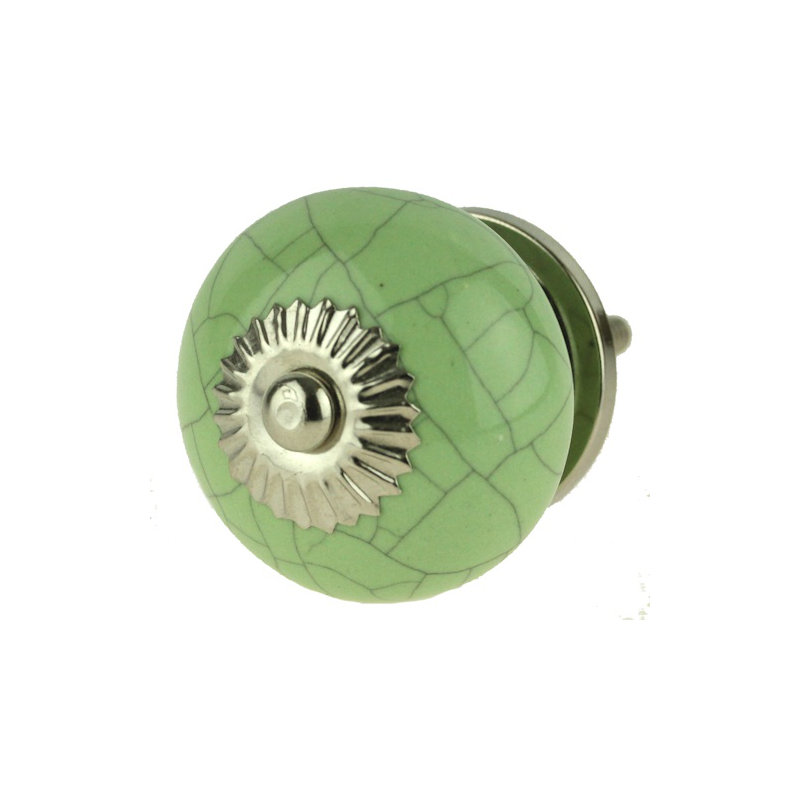 (5 Pack) 1-1/2 inch Cracked Design Knob Light Green