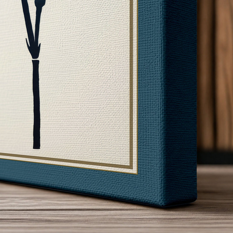Carnation in Ink Japandi - Wrapped Canvas, 36x24 - 91.4 x 61.0 cm, Teal Border