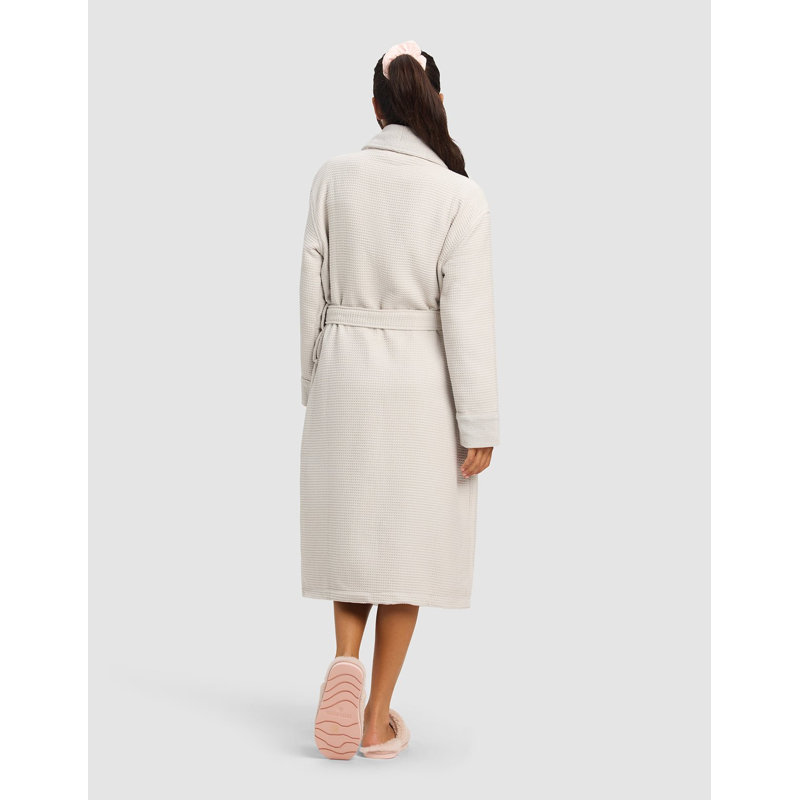 Waffle Bath Robe, XS, Light Gray