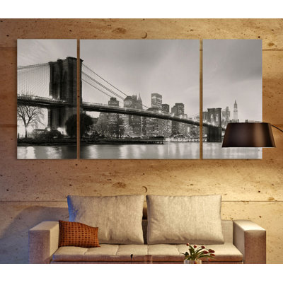 Twilight pont de Brooklyn-multi-pièces sur toile