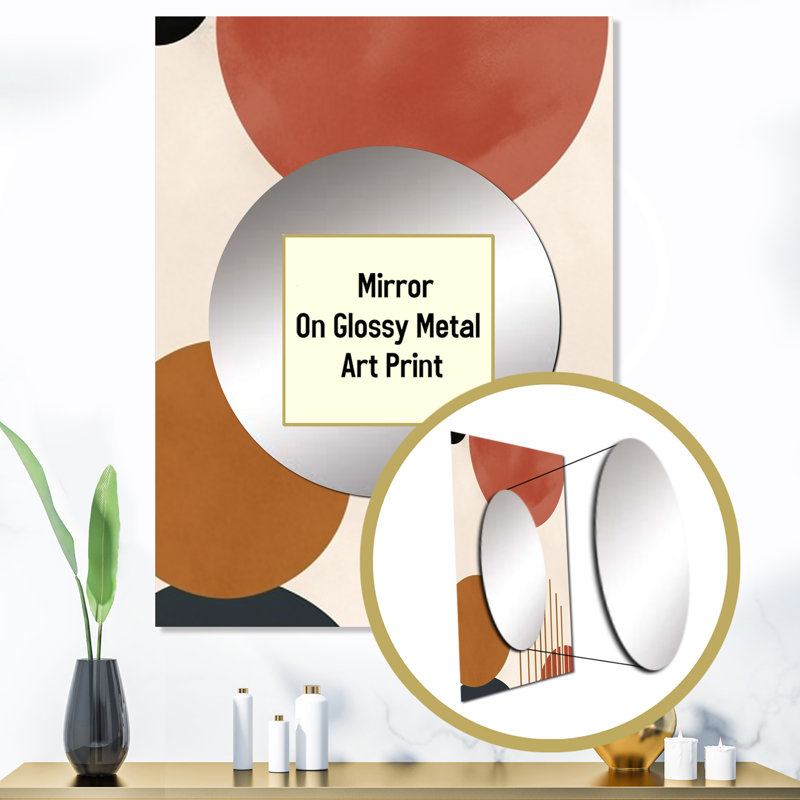 Beige minimal boho motif 1 - miroir mural minimaliste, miroir décoratif beige, impression d'art en métal, 40 po x 30 po