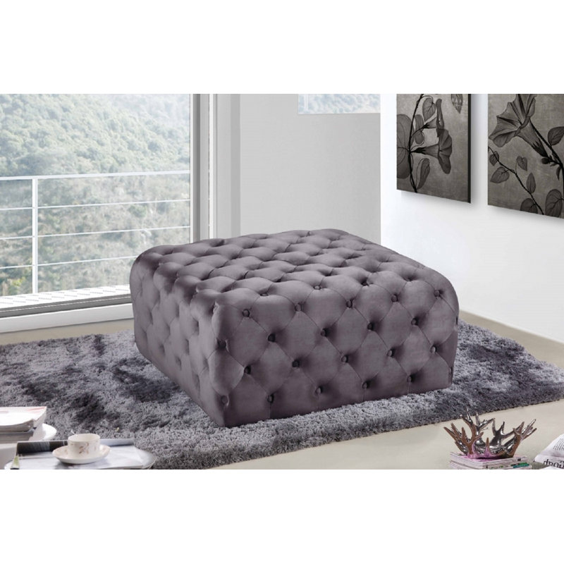 Crompton 83cm Wide Tufted Square Ottoman, Grey