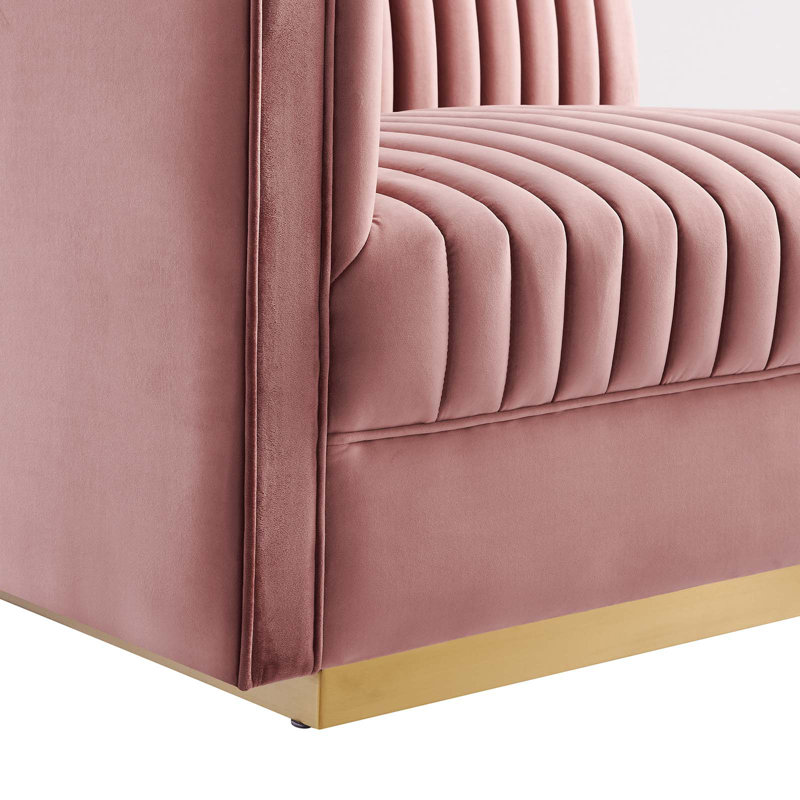 Canapé modulaire 4 pièces Sanguine Channel, Rose 100% polyester, Face à la droite
