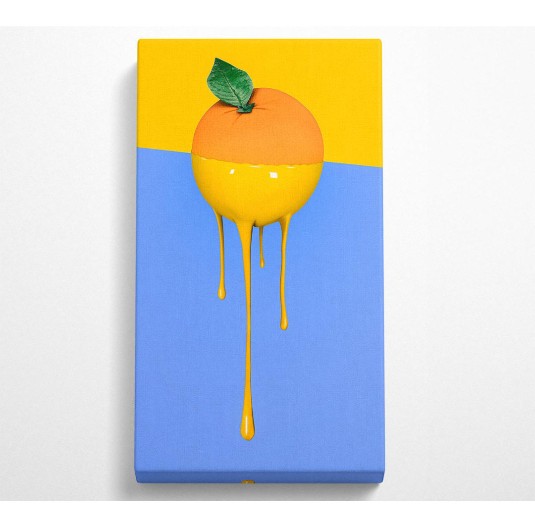 Orange Drip - Gewickeltes Segeltuch Kunstdrucke