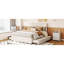Lit tapissier double avec lit gigogne à 2 places, tête de lit classique, stable et contreplaqué, espace de rangement accru, assemblage sans effort en beige, structure en bois robuste à 2 tiroirs, espace pour la chambre à coucher,