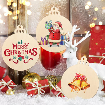 Large Size 7" Wooden Christmas Ornaments To Paint, DIY Blank Unfinished Round Wood Discs Ornament For Crafts Hanging Decorations(10PCS)