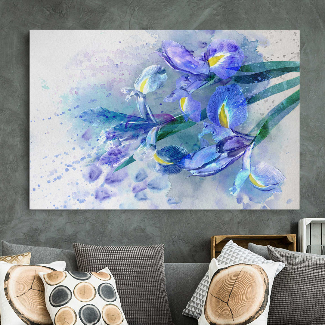 Leinwandbild Iris-Aquarell