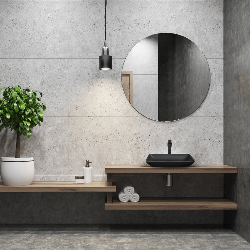 Ensemble de vasque de salle de bain rectangulaire en verre fait à la main, Noir mat