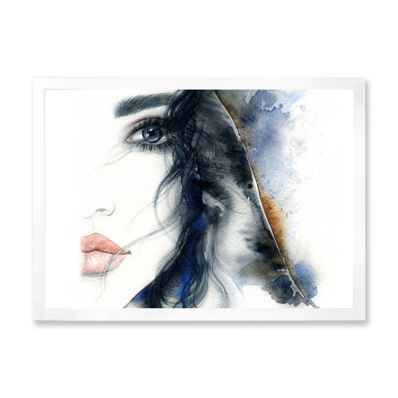 «Colorful Fashion Woman Portrait II», reproduction d'art sur toile, H 12 po x l 20 po x P 1 po, Cadre photo blanc