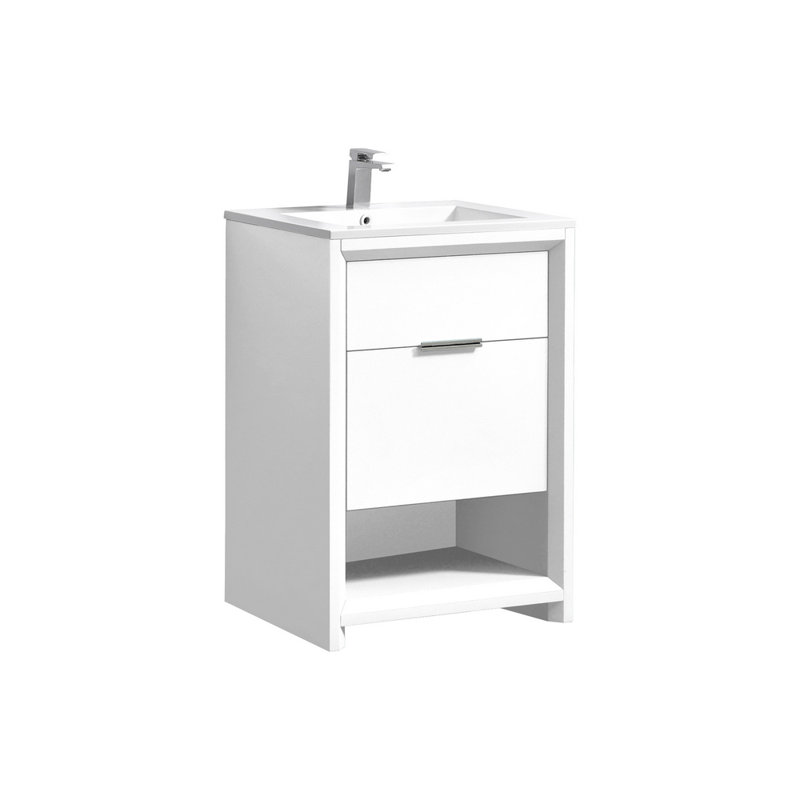 Ensemble de meuble-lavabo simple 24 po 24 po, Blanc très luisant