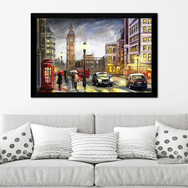 «London Streets», reproduction encadrée, H 33,5 po x l 49,5 po x P 1 po, Cadre noir