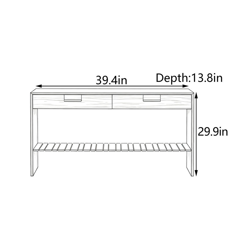 Console Mid-Century, H 29,9 po x l 39,4 po x P 13,8 po