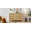 Commode de chambre à coucher, commode avec tiroirs en rotin, commode en bois pour chambre d'enfant, salon, entrée et couloir, naturel