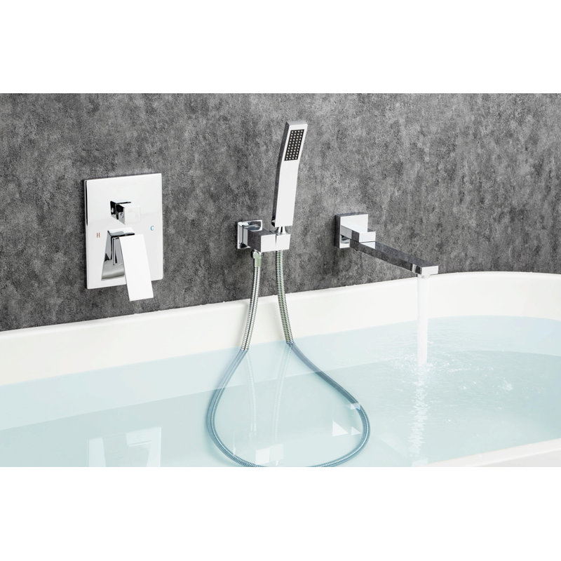 1 Handle Wall Clawfoot Tub Faucet with Diverter, Chrome