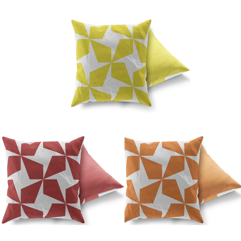 Geometric Cotton Blend Outdoor Throw Pillow