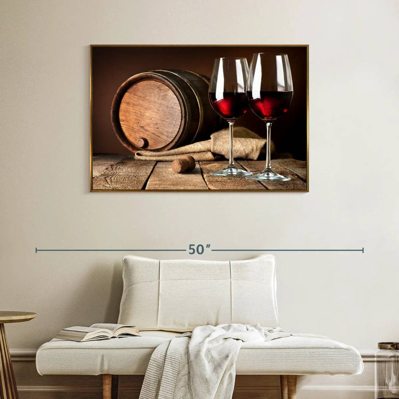 Verres à vin rétro, Cadre flottant doré, 40 po x 27 po