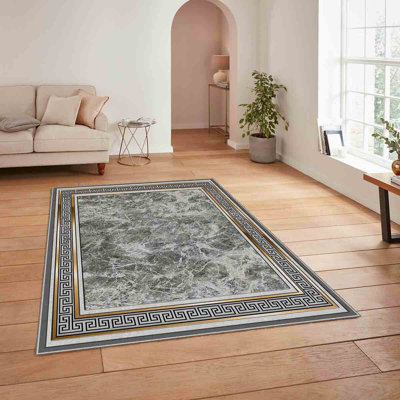 High-Quality Woven Carpet, 3.3 x 5.9 Feet | 100% Polyester, 740 g/m² | Non-Slip Felt Dot Underside, 0.2 in Pile Height | Machine Washable, Easy to Clean, Ideal for Living Rooms & Bedrooms, Stylish Digital Print
