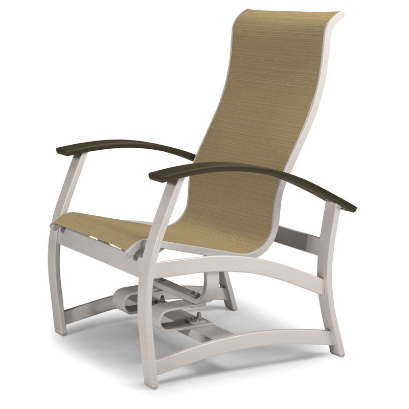 Askar Swivel Powder Coated Aluminum Outdoor Lounge Chair, Textured Snow, Red 1D Sunbrella®, Beachwood P40