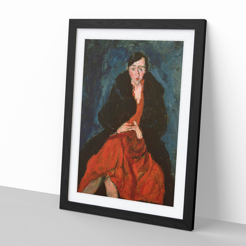 Woman in Red by Chaim Soutine - Picture Frame Painting, 36cm H x 27cm W x 2cm D, Black Framed