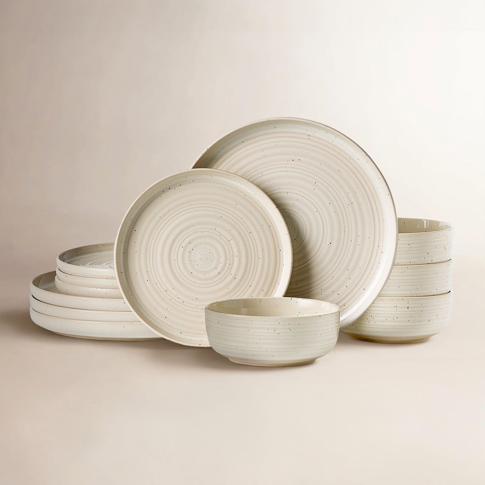 Stoneware Dinnerware Set, Beige
