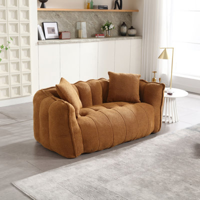 Soft Beanbag Chair With High Resilience Foam Core, Square Recliner Sofa, Love Seat, Living Room Couch