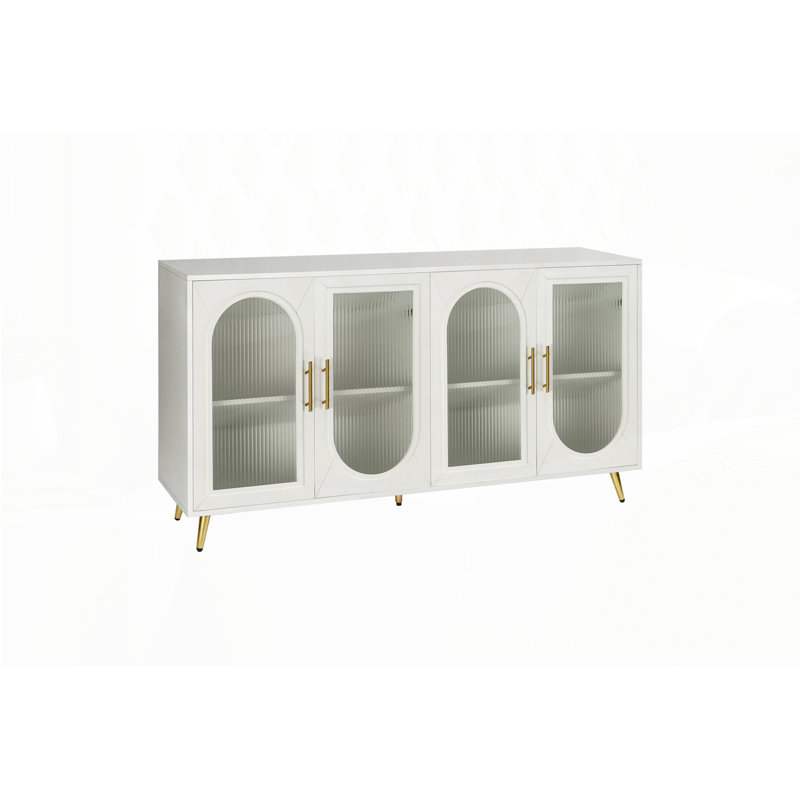 Armoire de rangement en bois, Doré, Blanc