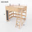 Lit mezzanine double en bois avec lumières DEL, tableau noir, étagères intégrées, naturel-427784832-427784837