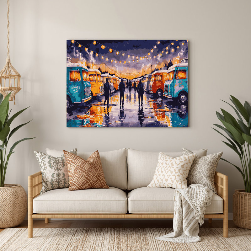 Art de transport de camion de nourriture et de transport mobile, art mural en métal beige, H 20 po x l 20 po x P 0,05 po