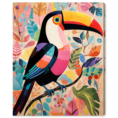 «Whimsical Toucan», art mural abstrait tropical par Art Remedy