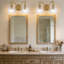 Applique murale à 2 lumières en or brossé, applique florale en verre transparent pour salle de bain, couloir