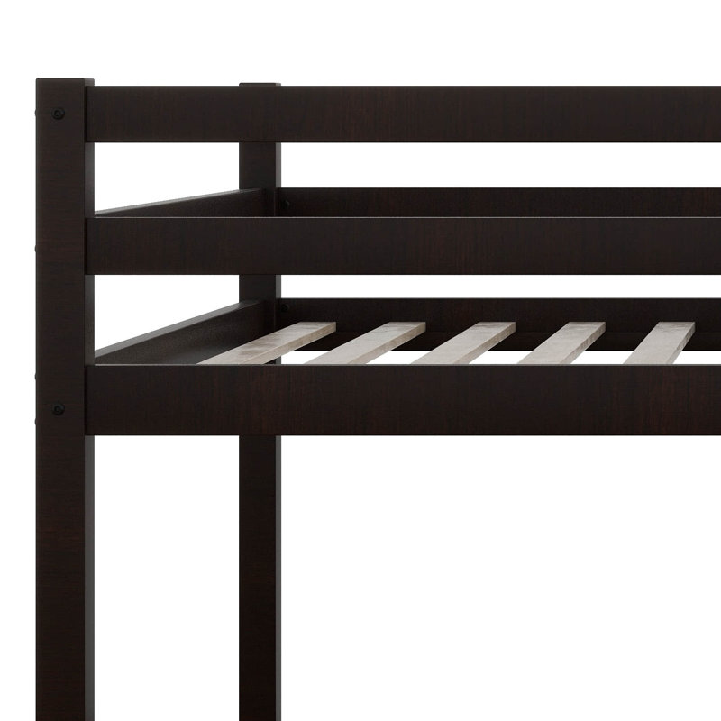 Full Size Bed Frame, Rubber Wood Loft Bed With Ladder, Low Height Design Loft Bed
