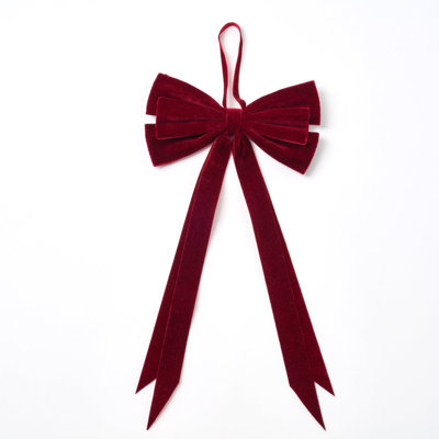 Ensemble de 3 nœuds de Noël élégants en velours bourgogne foncé