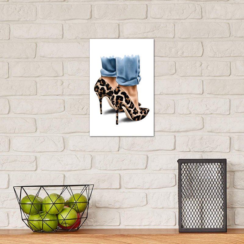 Leopard Spot Heels by Elza Fouche - Wrapped Canvas Print, 20.32 cm H x 30.48 cm W