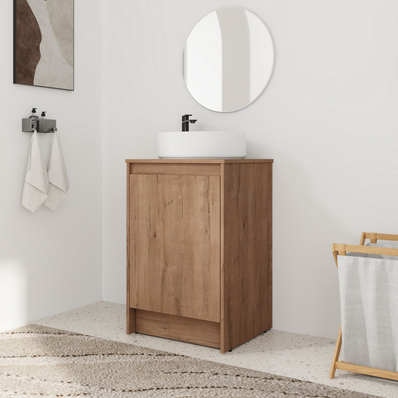 Meuble-lavabo simple 20 po avec lavabo d'art en céramique, Blanc