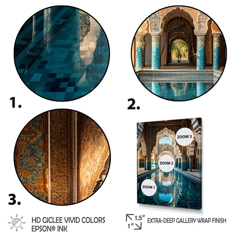 Espagne, architecture mauresque en Andalousie I - décoration murale paysages urbains, H 32 po x l 16 po x P 1 po