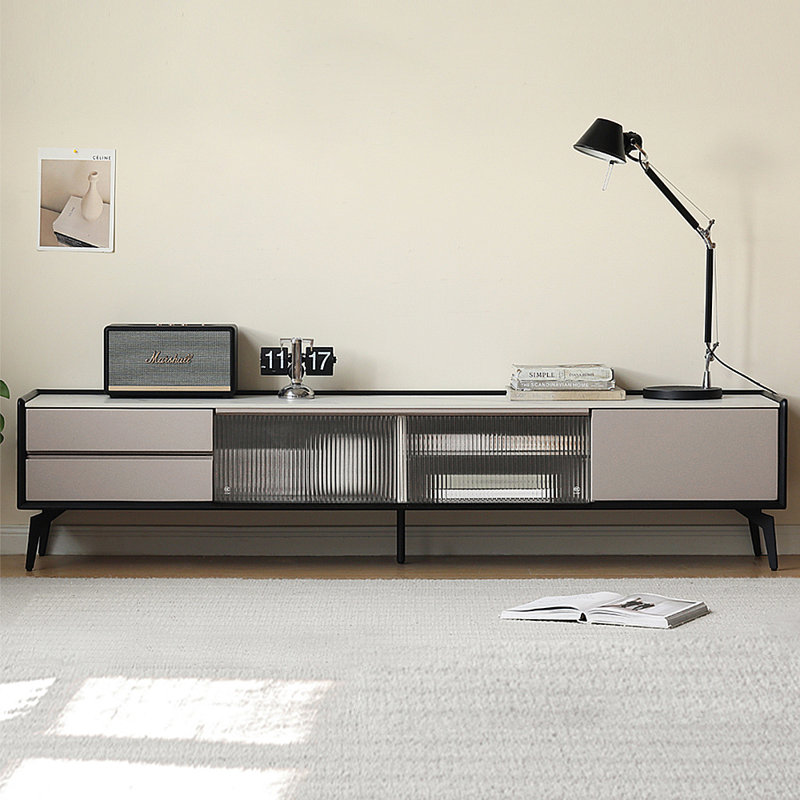 Meuble télé italien de luxe minimaliste et léger, H 17,91 po x l 78,74 po x P 15,75 po