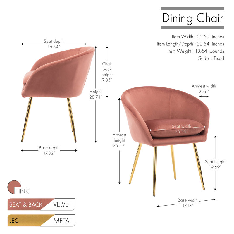 Fauteuil rembourré en velours, Rose