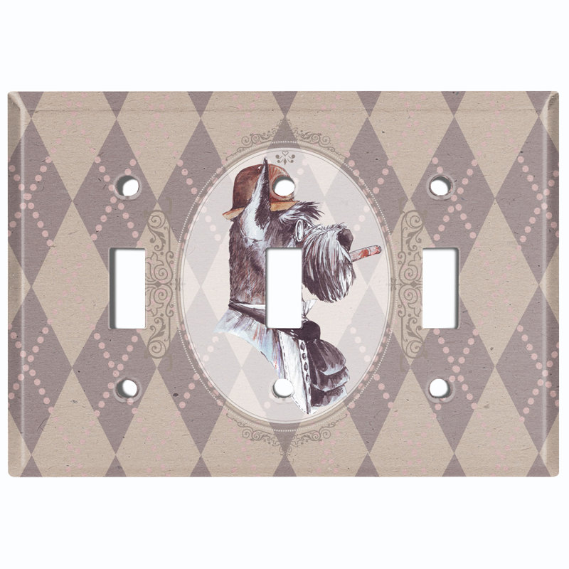 Plaque murale à 3 interrupteurs à bascule Tuxedo Fancy Schnauzer Dog Diamond