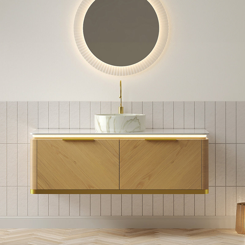 Meuble-lavabo et évier de salle de bain Dipa, Chêne