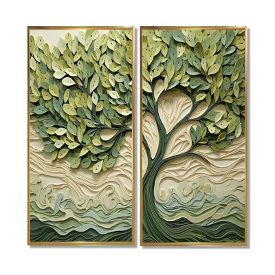 Arbre de Basswood American Collage 3 - art mural moderne bleu