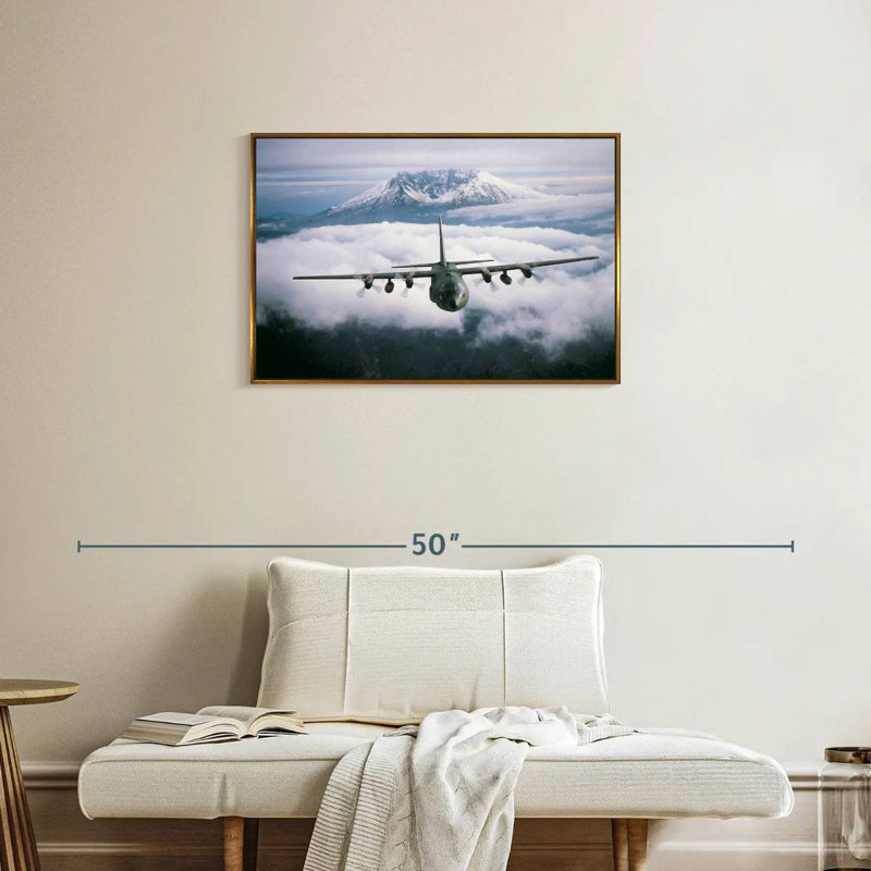 Avion militaire, Cadre flottant doré, 31 po x 21 po