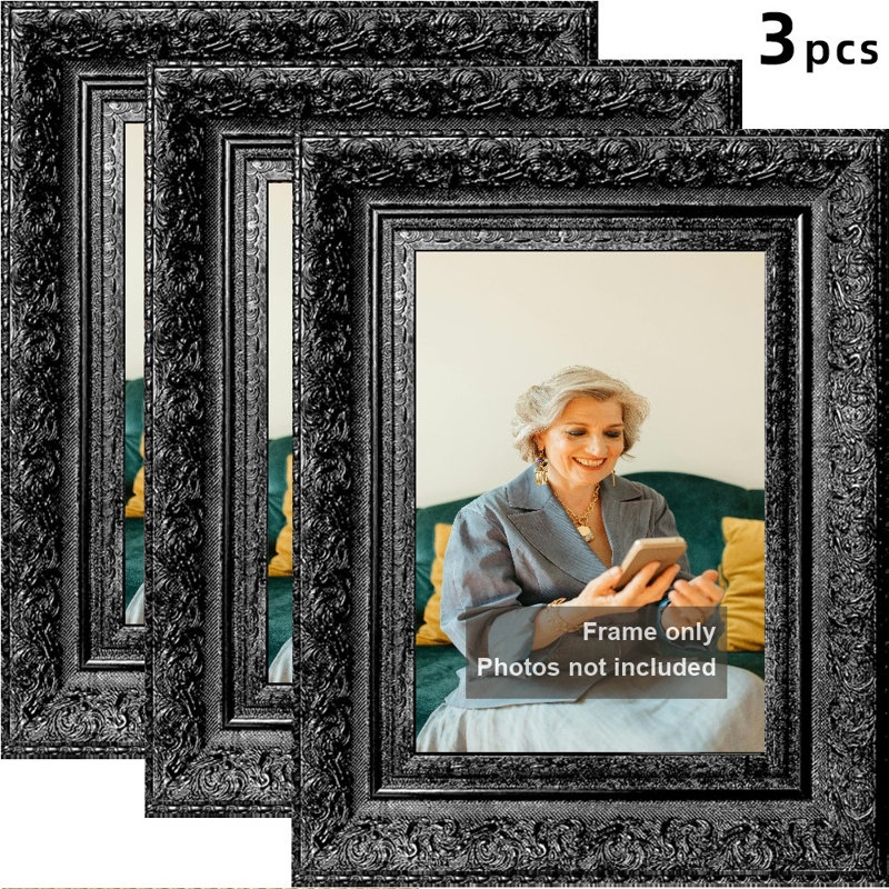 Cadre 3 photos noir avec support de table et crochets muraux 8 po x 10 po Black