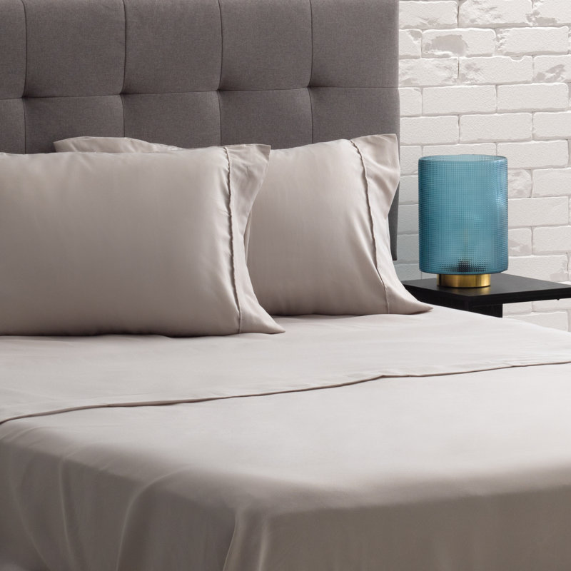 Ensemble de draps en micro-fibre, Ensemble de draps pour très grand lit + un drap-h, Gris pâle