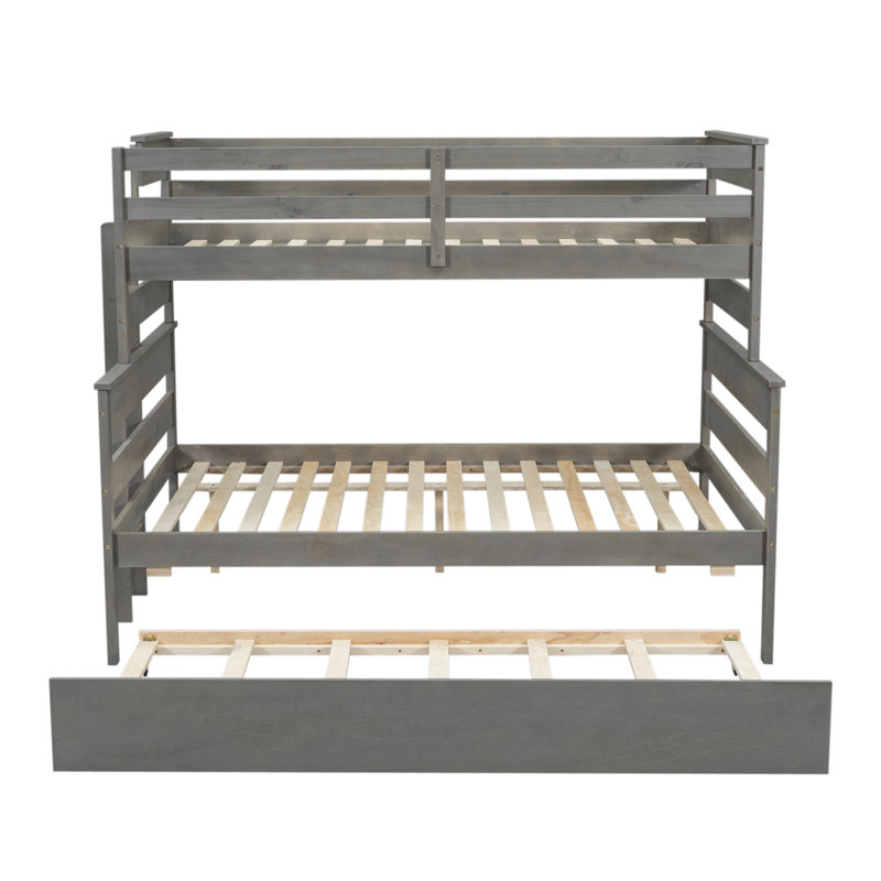 Lit superposé polyvalent et peu encombrant en bois massif gris moderne idéal pour les petites pièces