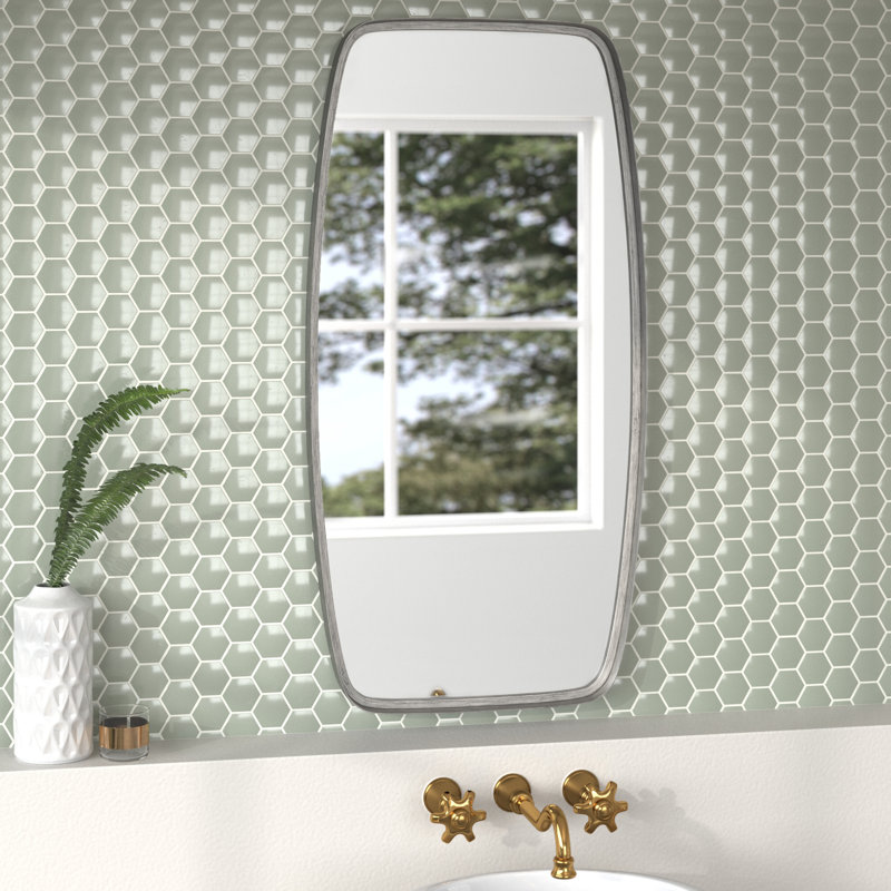 Belle Metal Flat Wall Mirror, Silver Leaf, 40" x 20"